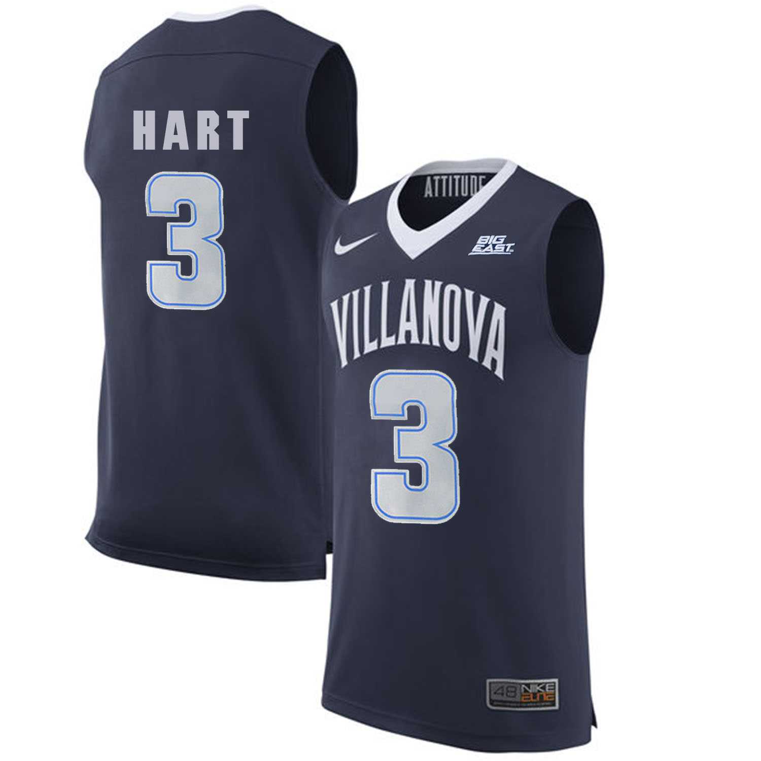 Villanova Wildcats #3 Josh Hart Navy College Basketball Elite Jersey